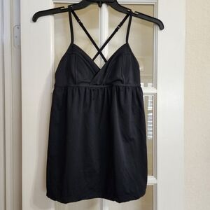 Lululemon Flow Y Babydoll Tank Top Black Size 8 | Crossback Built-In Bra